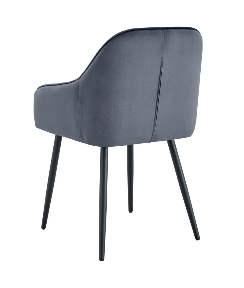 CHAISE PAMS PIED METAL NOIR VELOURS ANTHRACITE