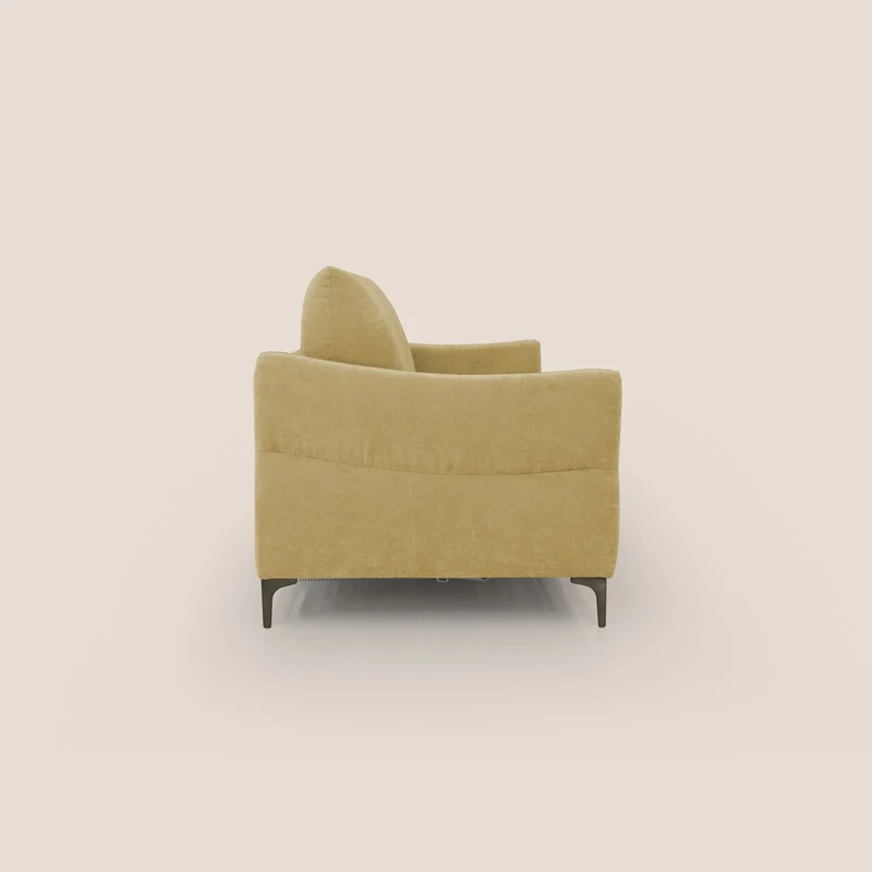 Dalia canapé convertible avec matelas H 18cm et pieds hauts en tissu détachable raffiné T17 jaune