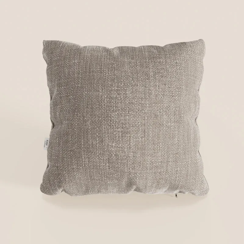 Coussin Lyon disponible en plusieurs couleurs, fabriqué en tissu tressé imperméable doux T06 taupe tortora