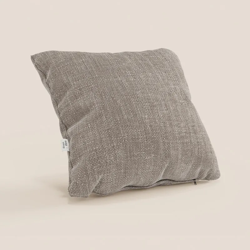 Coussin Lyon disponible en plusieurs couleurs, fabriqué en tissu tressé imperméable doux T06 taupe tortora