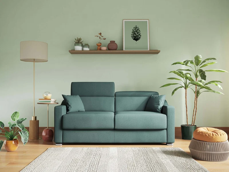 Canapé-lit double Amber en tissu détachable T05 vert