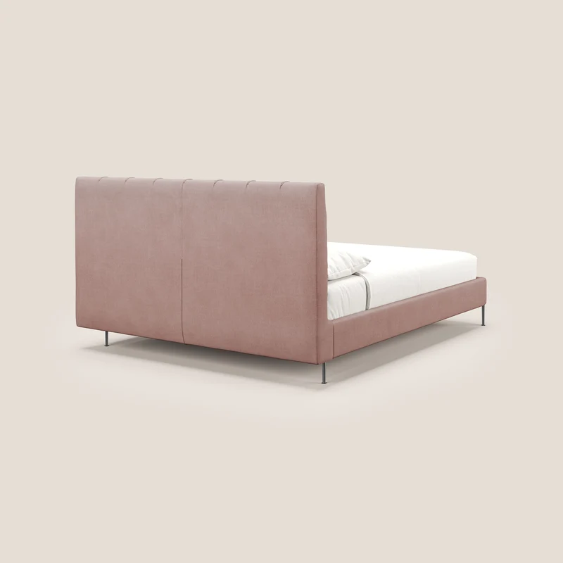 Calliope lit rembourré aux pieds hauts complètement déhoussable en tissu détachable T17 rose
