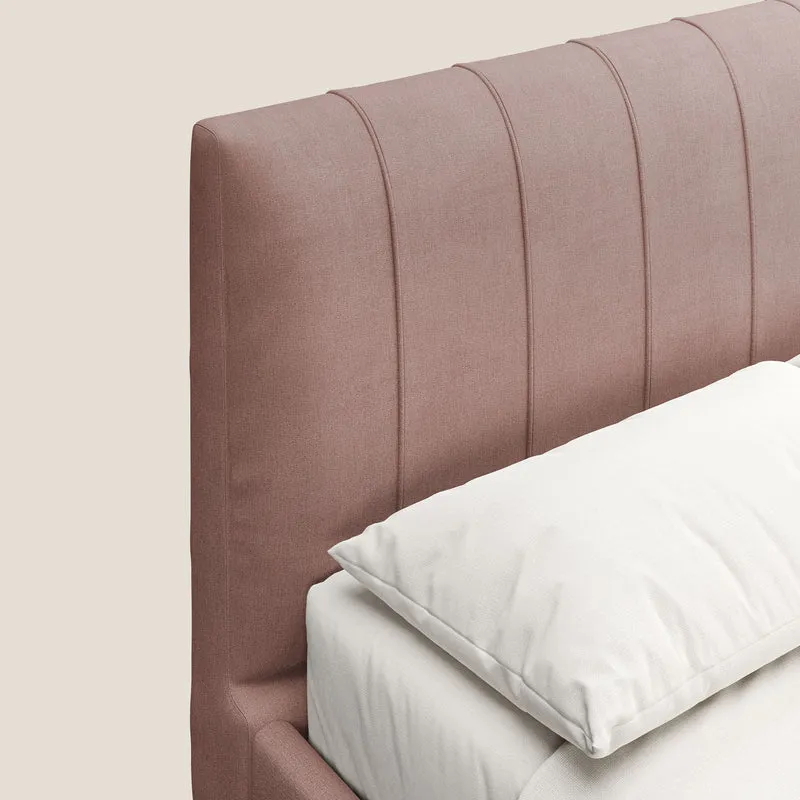 Calliope lit rembourré aux pieds hauts complètement déhoussable en tissu détachable T17 rose