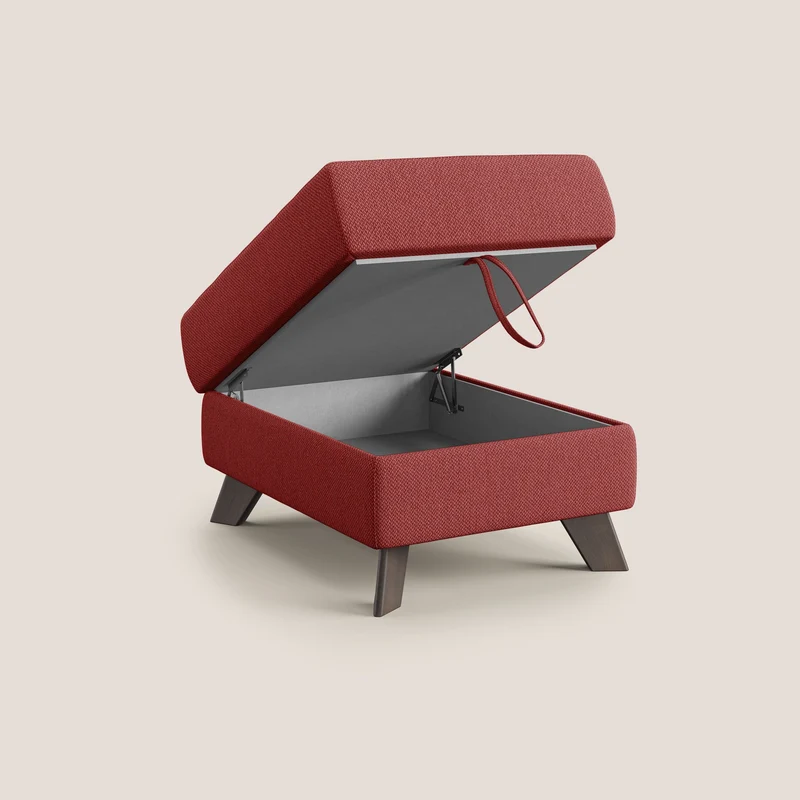 Moon Pouf coffre aux pieds hauts en tissu détachable avec l'eau T05 rouge
