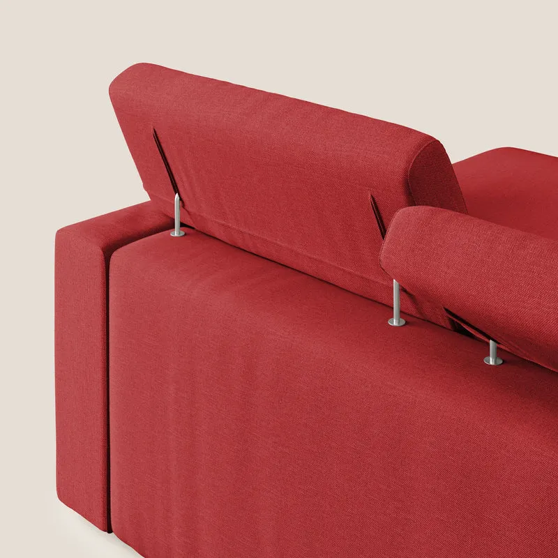 Dylan canapé d'angle avec méridienne et pouf extractible en tissu imperméable T13 rouge