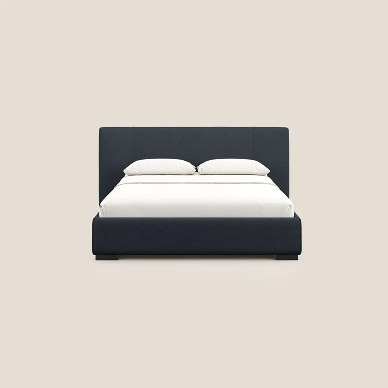 Omero lit avec coffre rembourré déhoussable en tissu flammé imperméable T14 bleu