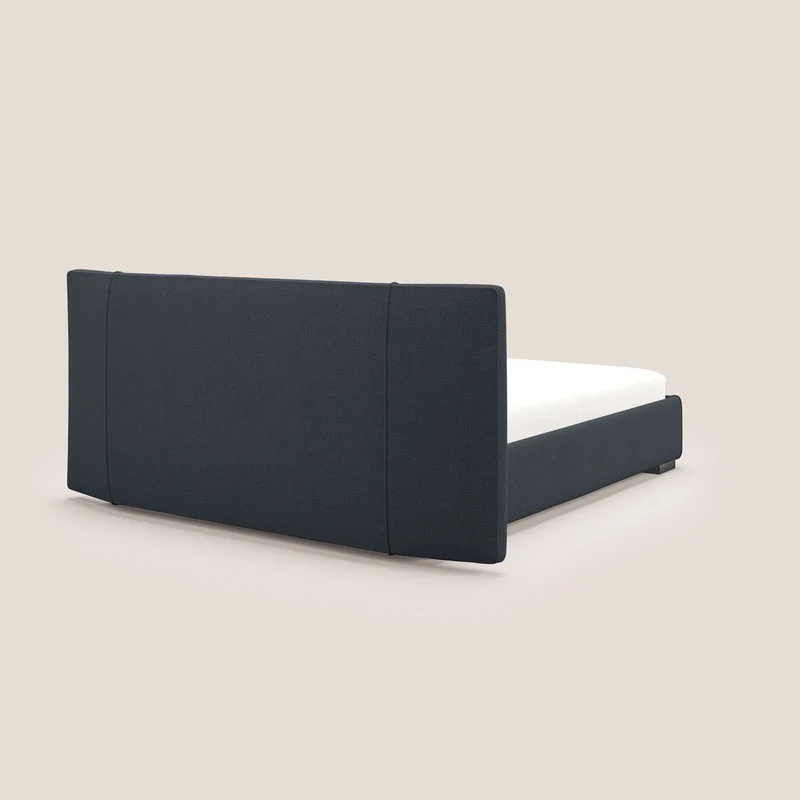 Omero lit avec coffre rembourré déhoussable en tissu flammé imperméable T14 bleu