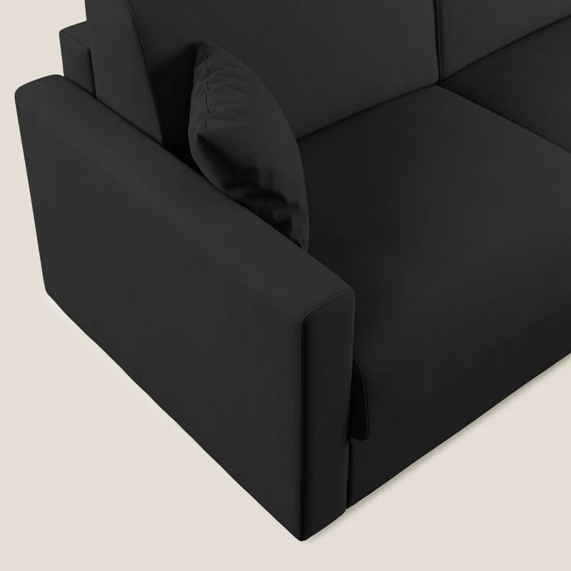 Chris canapé d'angle convertible en microfibre détachable T11 noir