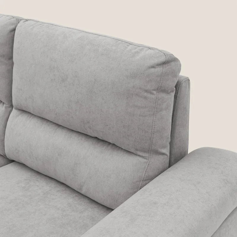 Minerva canapé linéaire avec pouf extractible en tissu doux imperméable T02 gris clair