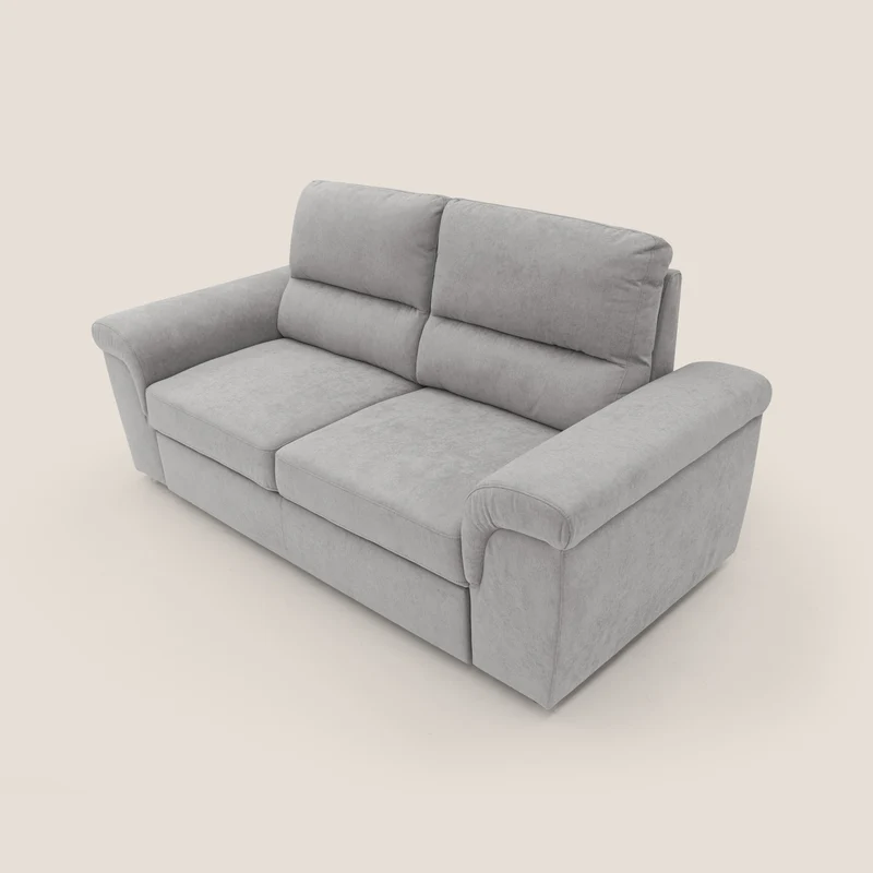 Minerva canapé linéaire avec pouf extractible en tissu doux imperméable T02 gris clair