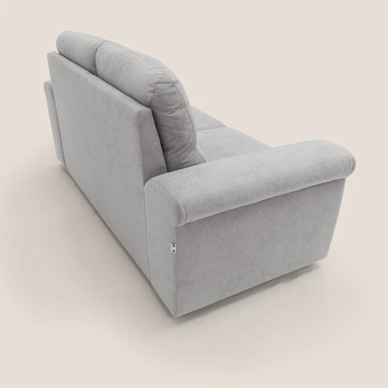 Minerva canapé linéaire avec pouf extractible en tissu doux imperméable T02 gris clair