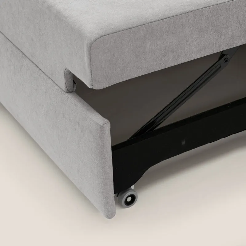 Minerva canapé linéaire avec pouf extractible en tissu doux imperméable T02 gris clair