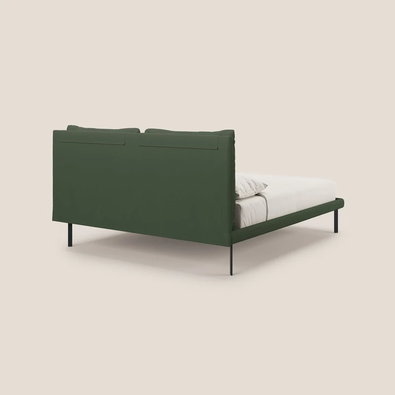 Giselle lit moderne avec coussins tête de lit réglables avec poches en microfibre imperméable T11 vert