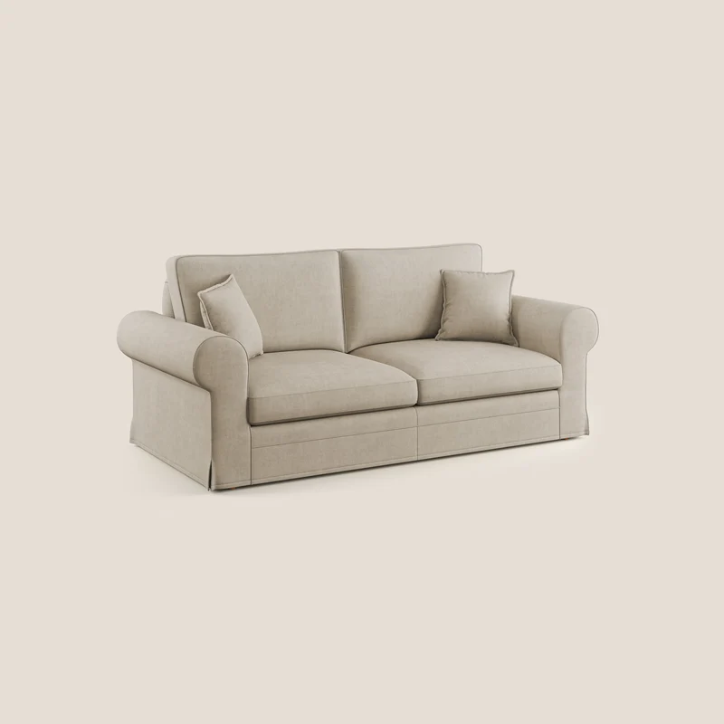 Lady canapé classique en plume d'oie réalisé avec un tissu imperméable T02 beige