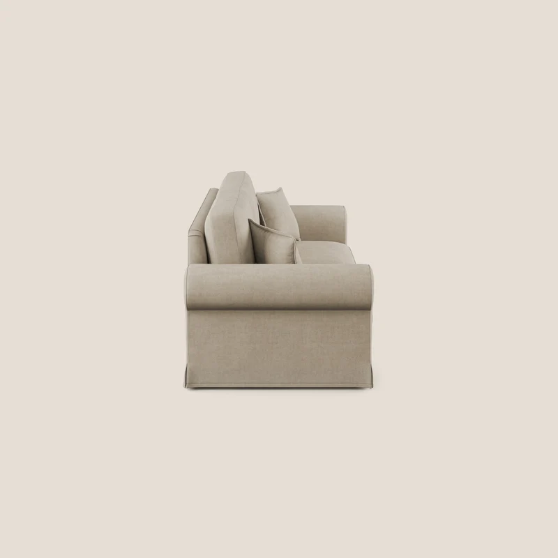 Lady canapé classique en plume d'oie réalisé avec un tissu imperméable T02 beige