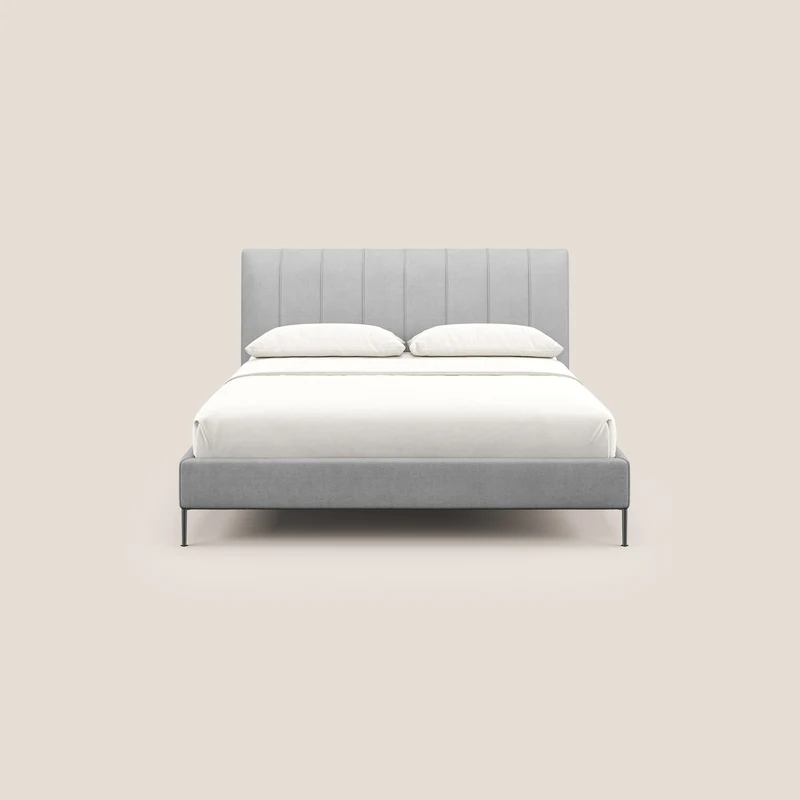 Calliope lit rembourré aux pieds hauts complètement déhoussable en tissu détachable T17 gris