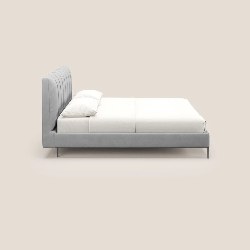 Calliope lit rembourré aux pieds hauts complètement déhoussable en tissu détachable T17 gris
