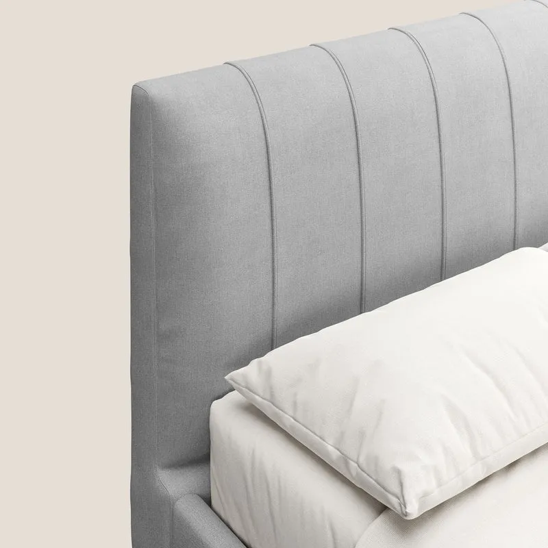Calliope lit rembourré aux pieds hauts complètement déhoussable en tissu détachable T17 gris