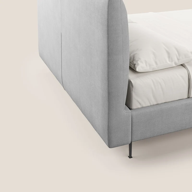 Calliope lit rembourré aux pieds hauts complètement déhoussable en tissu détachable T17 gris