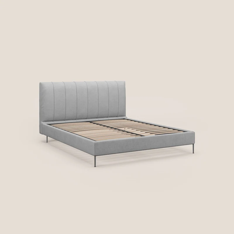 Calliope lit rembourré aux pieds hauts complètement déhoussable en tissu détachable T17 gris