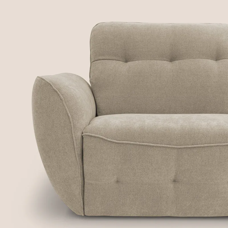 Cerbero canapé d'angle avec pouf terminal en bouclette douce imperméable T07 beige