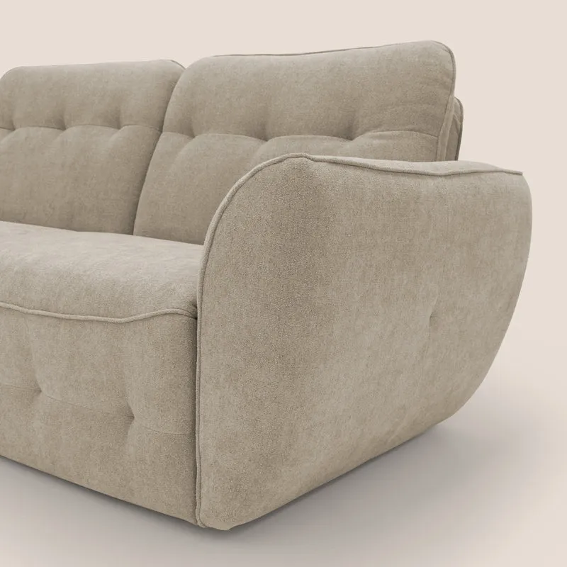 Cerbero canapé d'angle avec pouf terminal en bouclette douce imperméable T07 beige