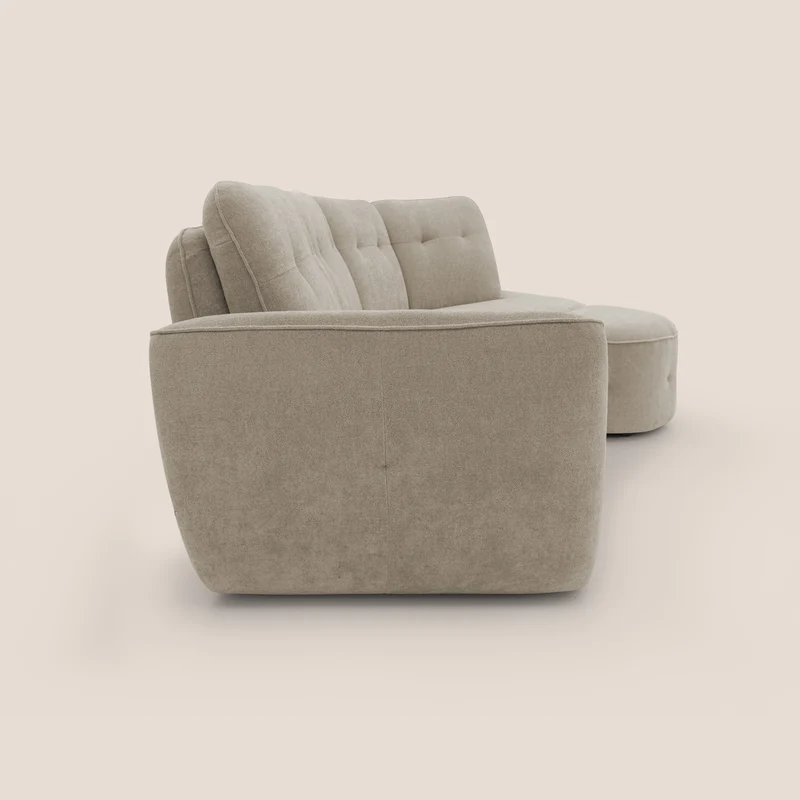 Cerbero canapé d'angle avec pouf terminal en bouclette douce imperméable T07 beige
