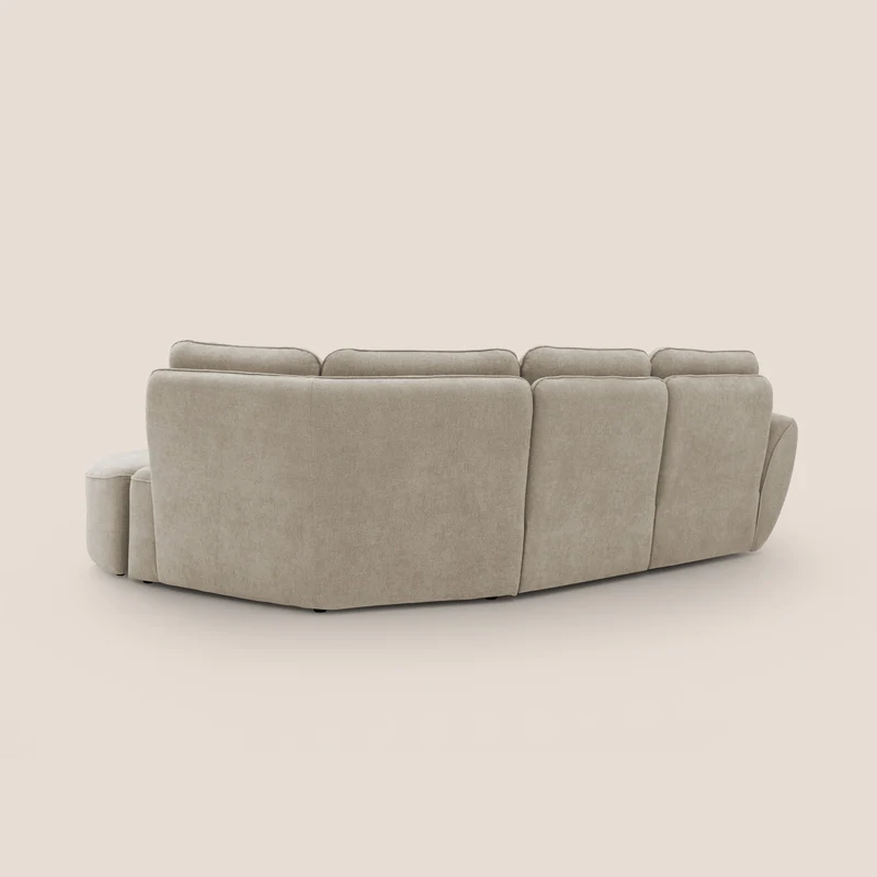 Cerbero canapé d'angle avec pouf terminal en bouclette douce imperméable T07 beige
