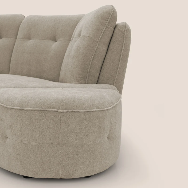 Cerbero canapé d'angle avec pouf terminal en bouclette douce imperméable T07 beige
