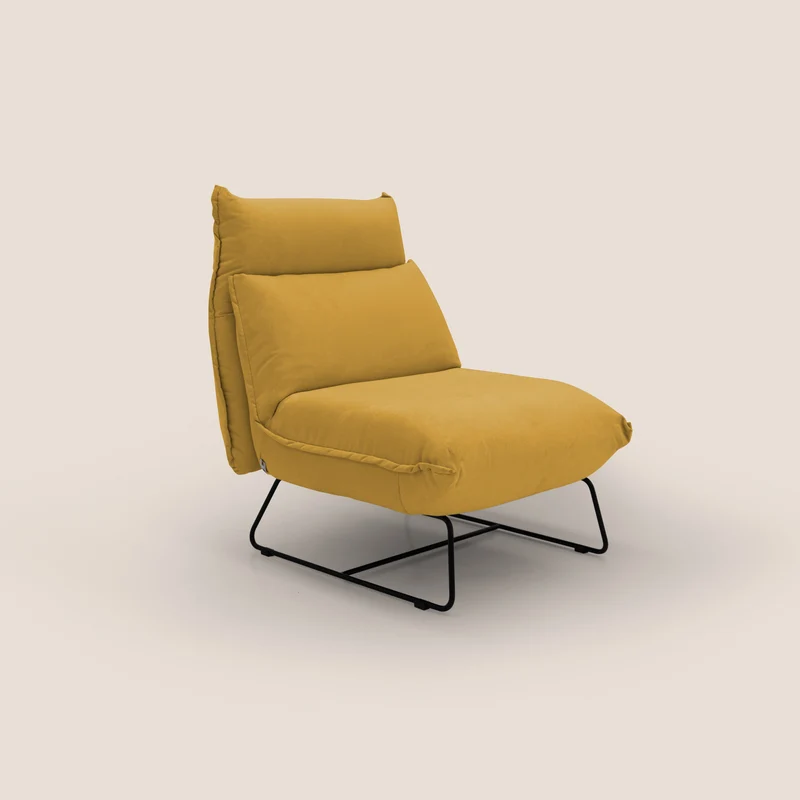 Tessa Fauteuil au design moderne en microfibre détachable T11 jaune