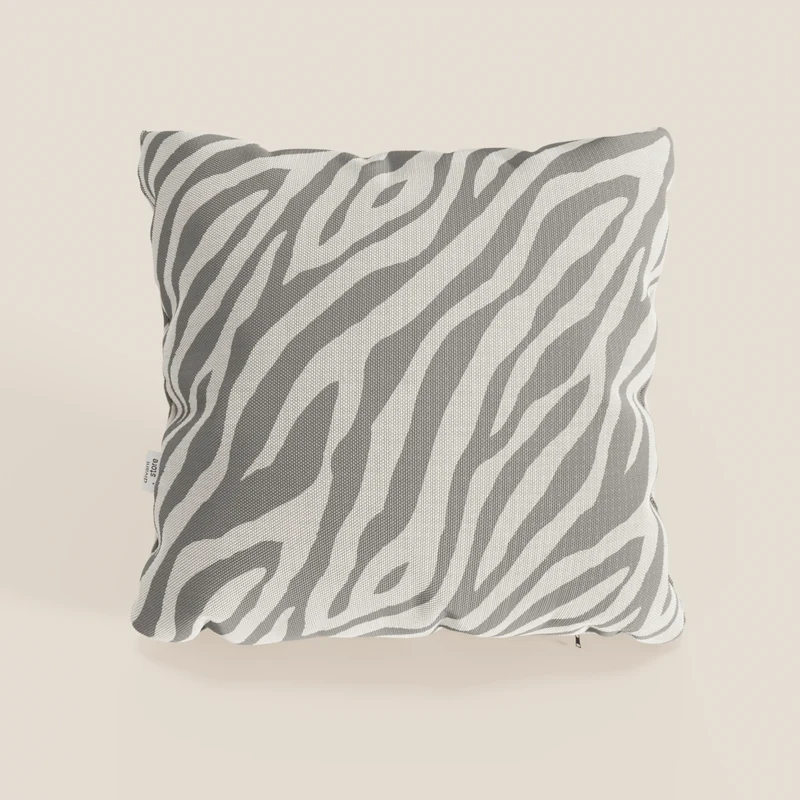 Stripe coussins géométriques en tissu hydrofuge gris