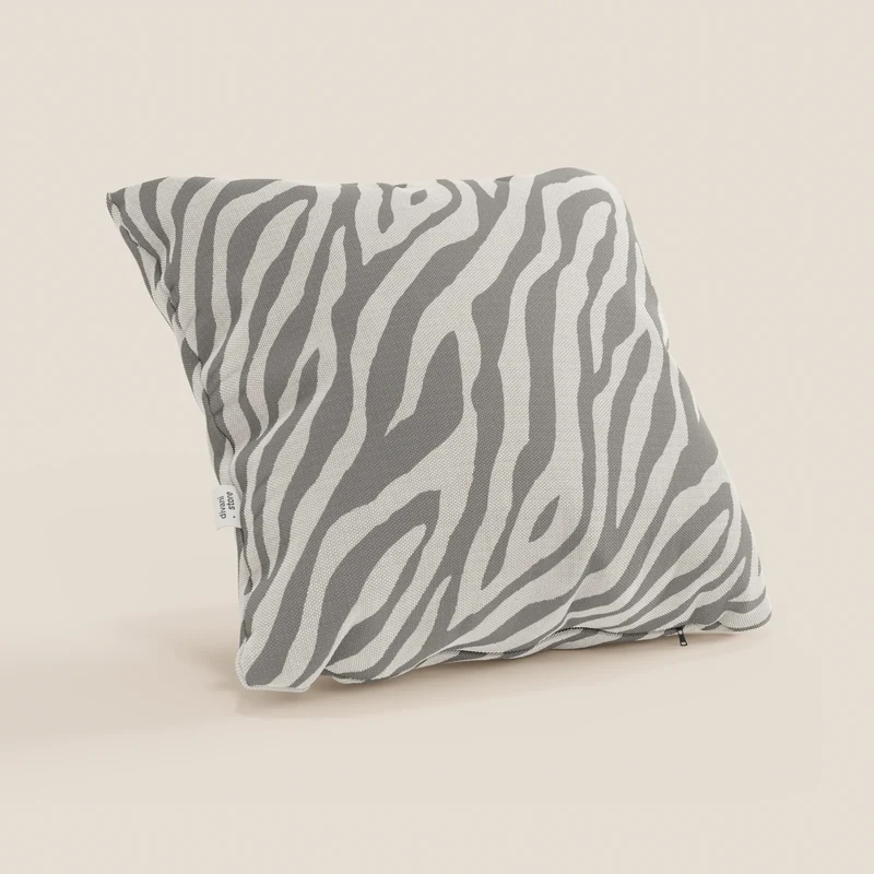 Stripe coussins géométriques en tissu hydrofuge gris