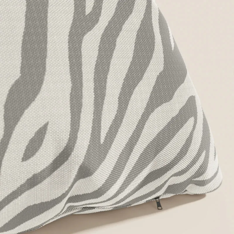 Stripe coussins géométriques en tissu hydrofuge gris