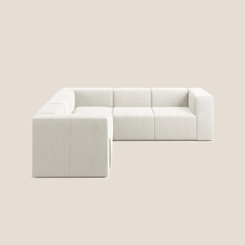 Nettuno canapé d'angle reversible modulable en bouclette douce T07 blanc