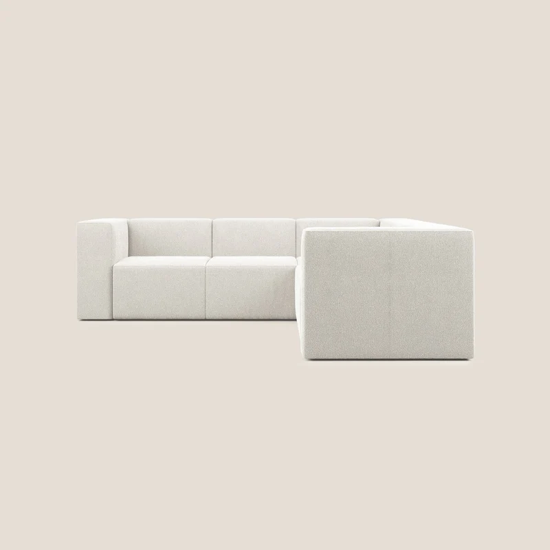 Nettuno canapé d'angle reversible modulable en bouclette douce T07 blanc