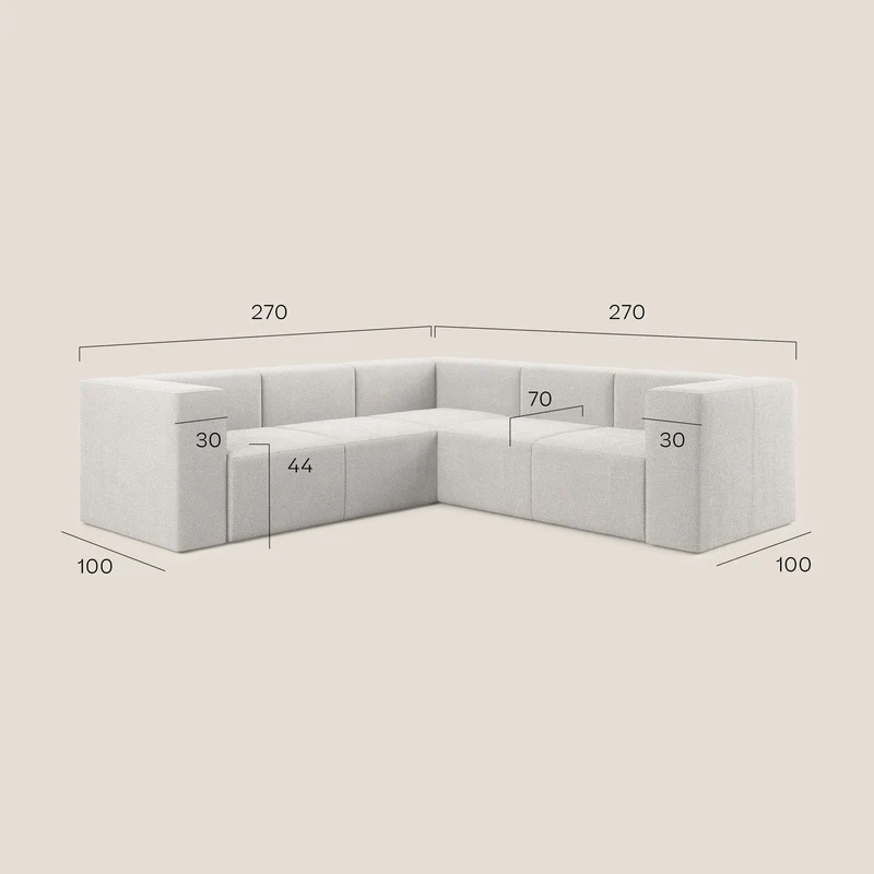 Nettuno canapé d'angle reversible modulable en bouclette douce T07 blanc