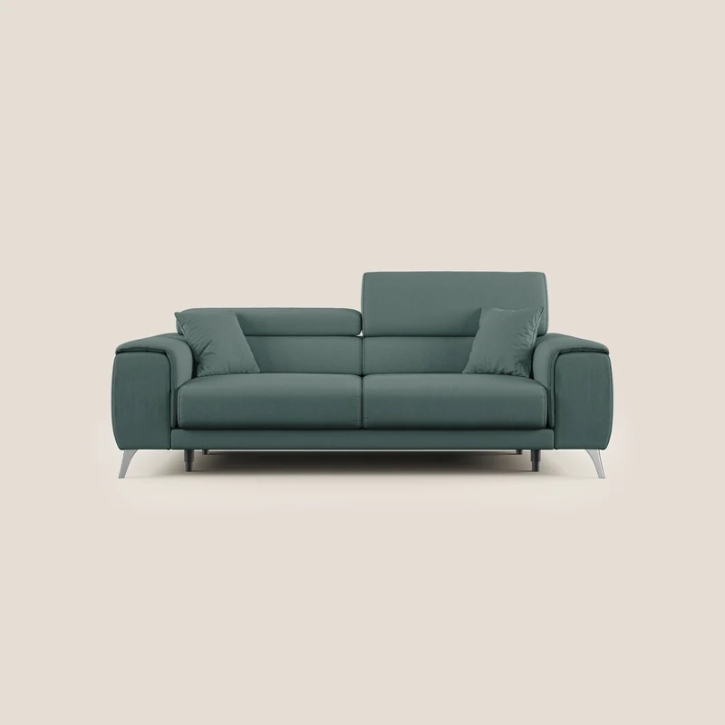 Fusion Canapé avec assises coulissantes en tissu doux antitache T05 vert