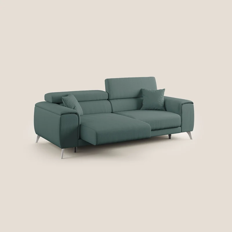 Fusion Canapé avec assises coulissantes en tissu doux antitache T05 vert