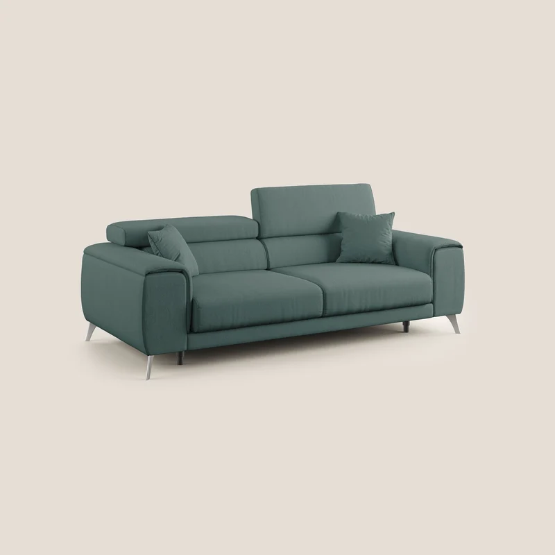 Fusion Canapé avec assises coulissantes en tissu doux antitache T05 vert