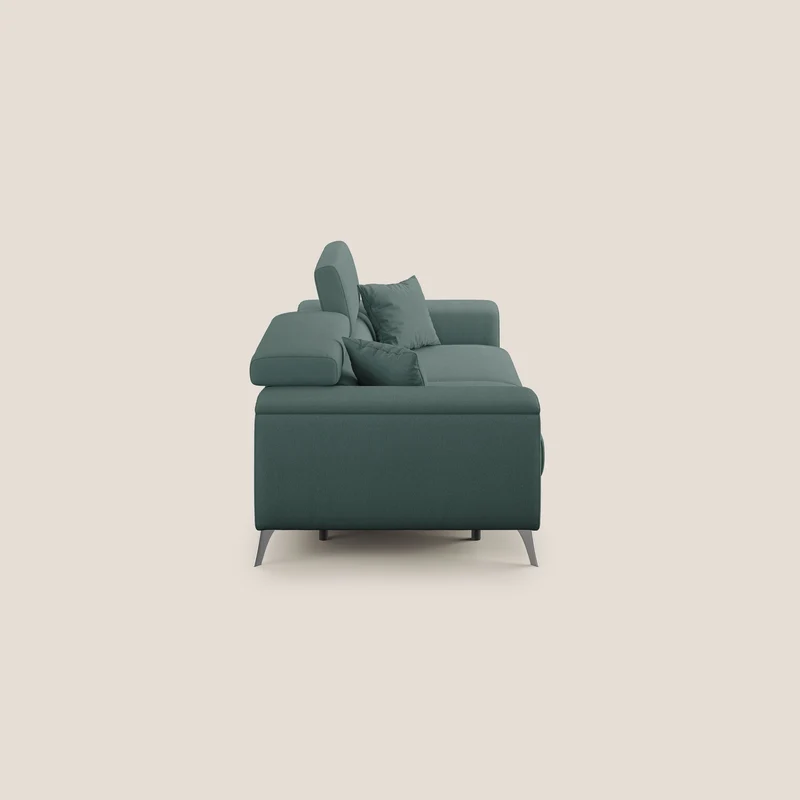 Fusion Canapé avec assises coulissantes en tissu doux antitache T05 vert