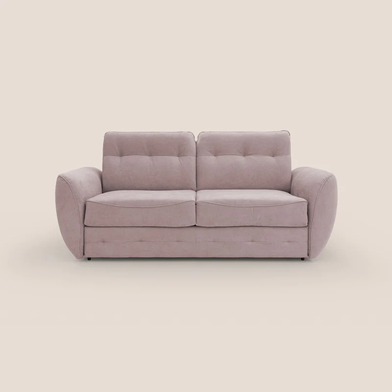 Zeus Canapé convertible scandinave avec dossier haut et matelas H18 cm en tissu imperméable T02 rose