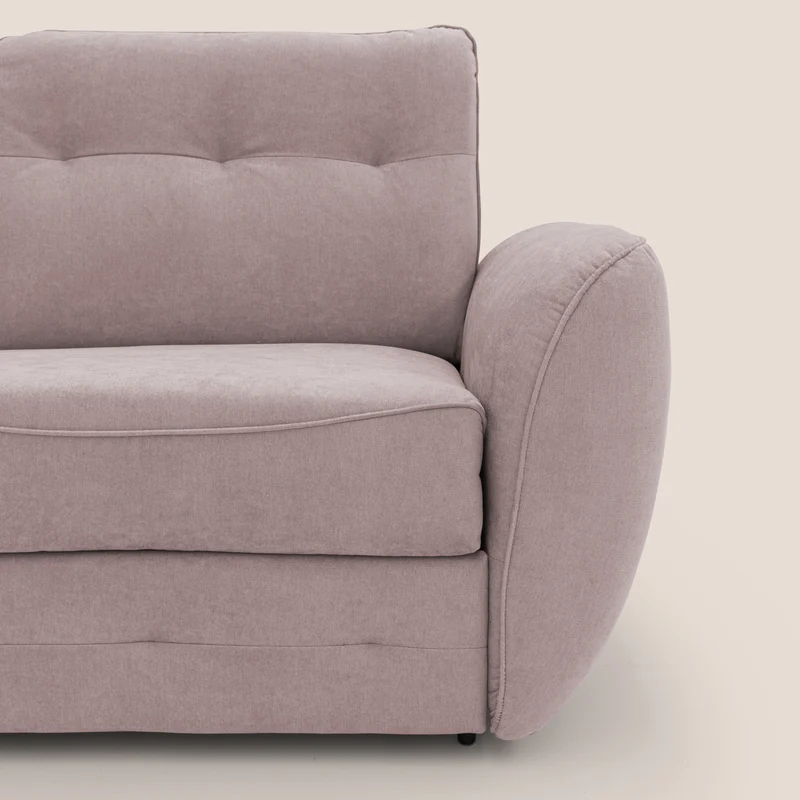 Zeus Canapé convertible scandinave avec dossier haut et matelas H18 cm en tissu imperméable T02 rose