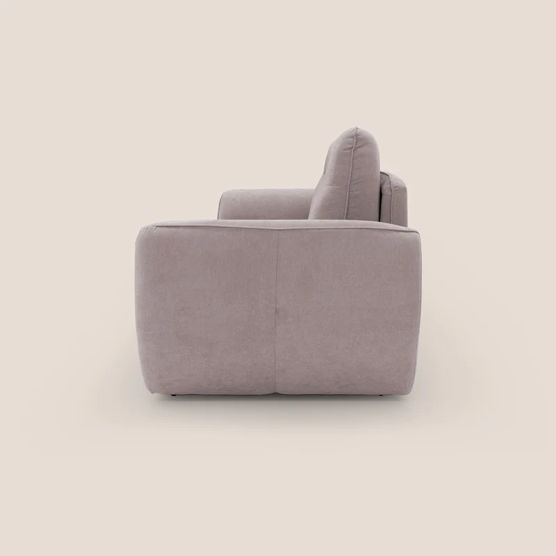 Zeus Canapé convertible scandinave avec dossier haut et matelas H18 cm en tissu imperméable T02 rose