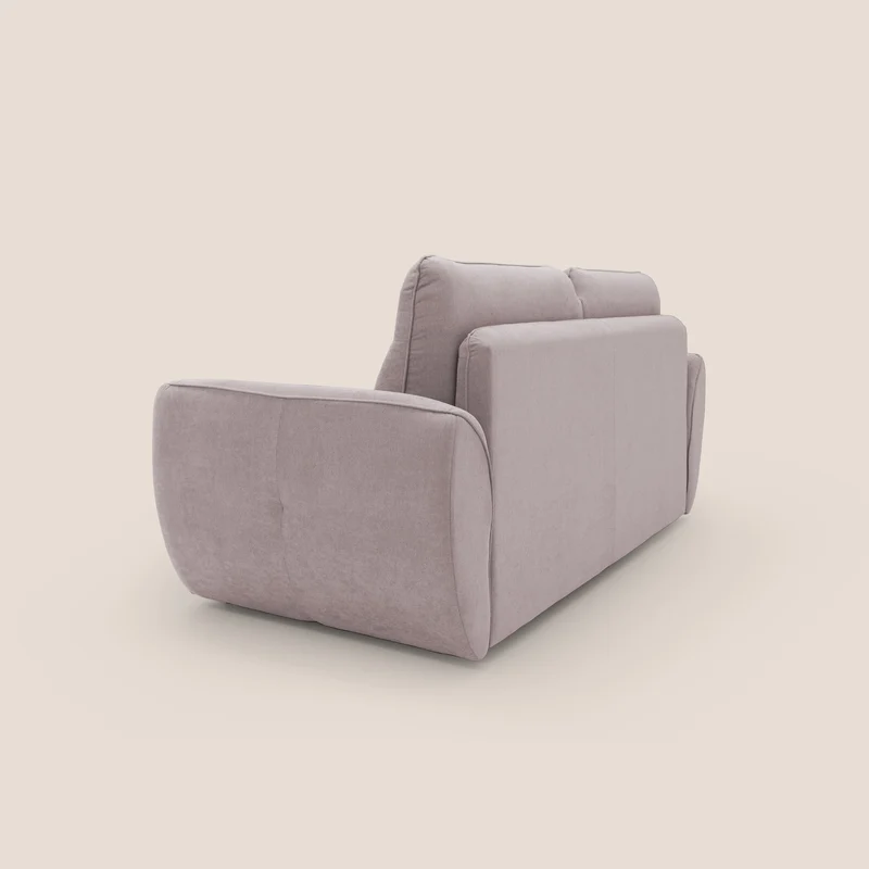 Zeus Canapé convertible scandinave avec dossier haut et matelas H18 cm en tissu imperméable T02 rose