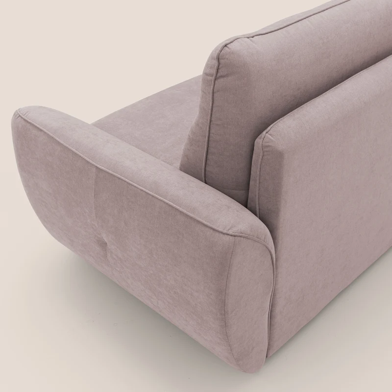 Zeus Canapé convertible scandinave avec dossier haut et matelas H18 cm en tissu imperméable T02 rose