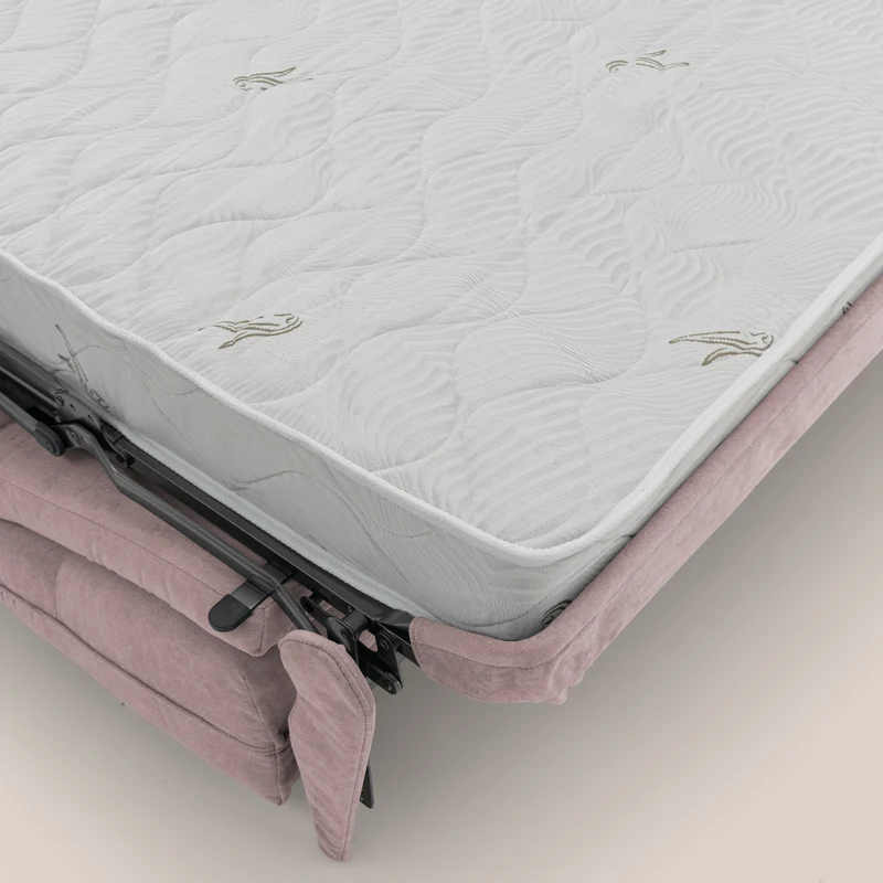 Zeus Canapé convertible scandinave avec dossier haut et matelas H18 cm en tissu imperméable T02 rose