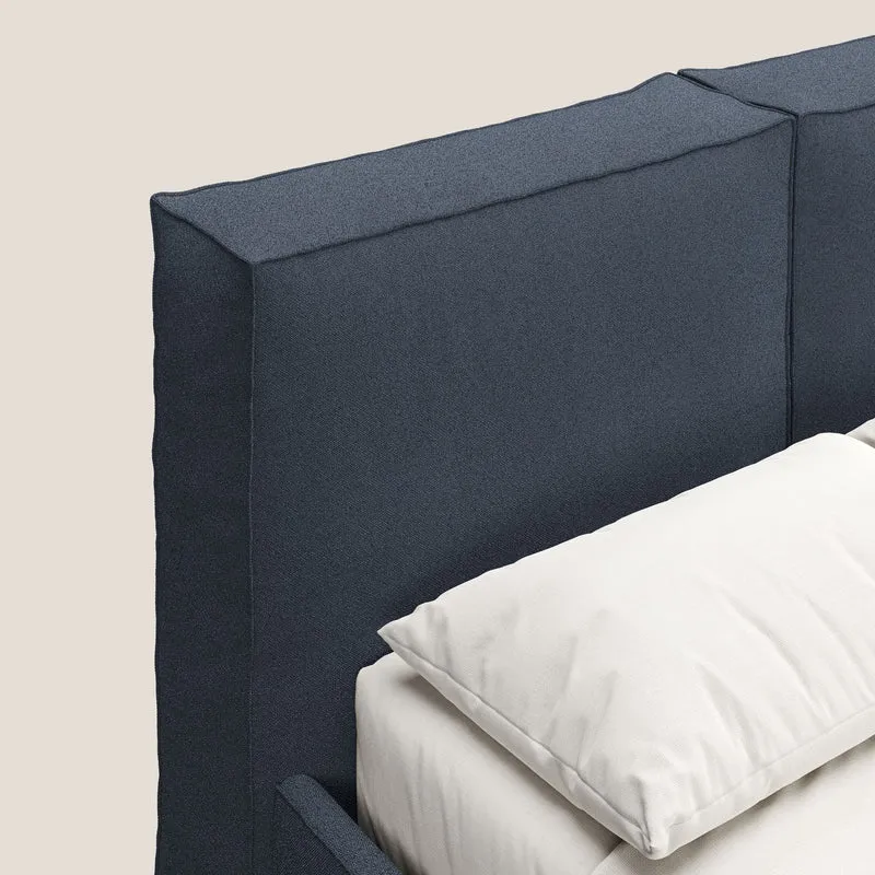Cocoon lit avec coffre rembourré déhoussable en bouclette imperméable T07 bleu