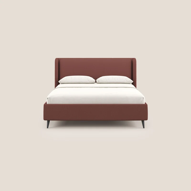 Nadine lit coffre de design et confort italien en tissu imperméable T19 saumon