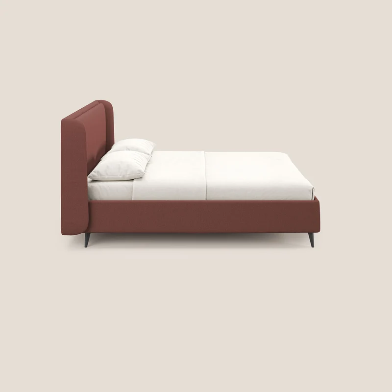 Nadine lit coffre de design et confort italien en tissu imperméable T19 saumon