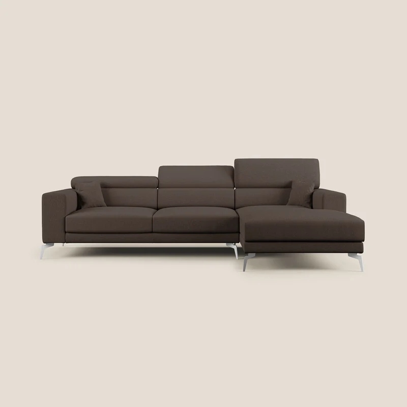 Blade Canapé d'angle avec têtières inclinables en tissu imperméable T13 marron